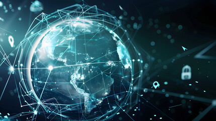 Obraz premium Digital globe with network connections