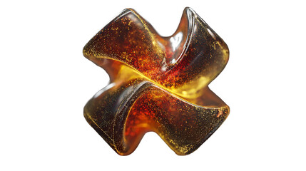 Ethereal sculpture glowing with amber light a mesmerizing dance of particle energy against a black