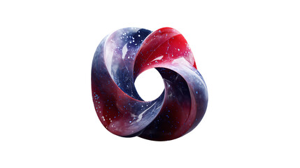 A swirling galaxy donut twisting red and blue cosmic energies in the void of space on dark
