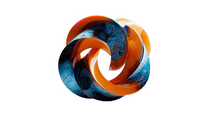 A mesmerizing dance of fluid art swirls where orange meets oceanic blue in dynamic motion on black