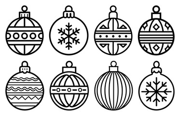 PNG Festive black and white ornaments, element set on transparent background