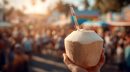 Coconut drink at outdoor fair
