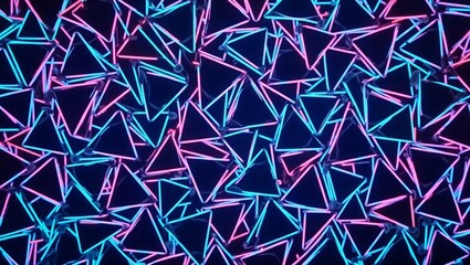 Neon Pink and Blue Wireframe Triangles Background abstract