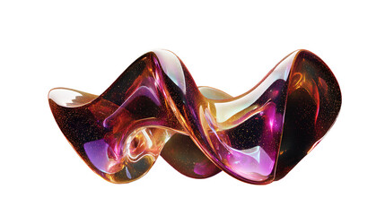 A shimmering iridescent ribbon unfurls across the void a dance of light and color in dark abstract