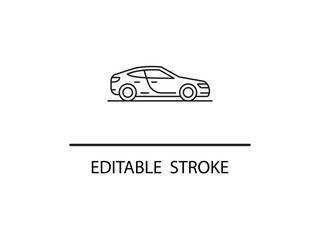 Fototapeta premium Sleek modern car outline illustration for automotive design projects, editable stroke, perfect for transportation app icons.
