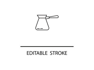 Minimalist coffee pot line art, an editable stroke style for your next great design project and morning brew brand elements.