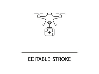 Drone delivering medical supplies for urgent care aid with editable strokes offering customization and scalability for modern design needs.
