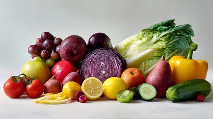 Colorful fresh produce arrangement
