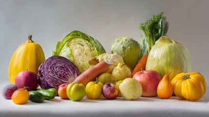 Colorful fruits and vegetables display