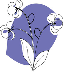 Elegant monoline style illustration of three orchids in a bouquet