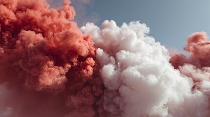 Colorful smoke clouds against blue sky
