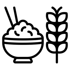 Rice Bowl and Grain Icon