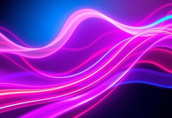 Fototapeta premium Vibrant neon waves flow smoothly across digital abstract backgrounds, dynamic, glowing