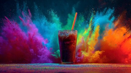 Colorful soda drink explosion image