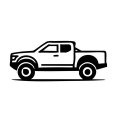 Fototapeta premium Minimalist black and white outline of a trophy truck in side profile