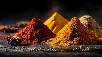Colorful spice powders display