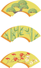 扇に描かれた松竹梅のイラスト