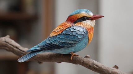 Colorful wooden bird figurine