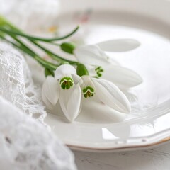Delicate snowdrops on a plate (3)