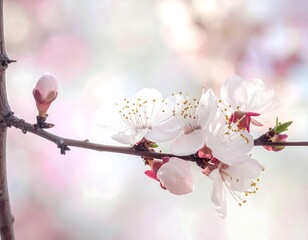 Delicate spring blossoms on a branch