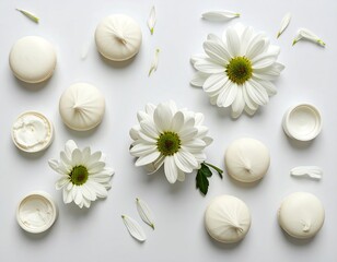 Delicate white treats and flowers