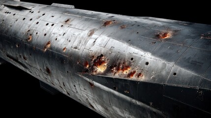 Damaged rocket fuselage