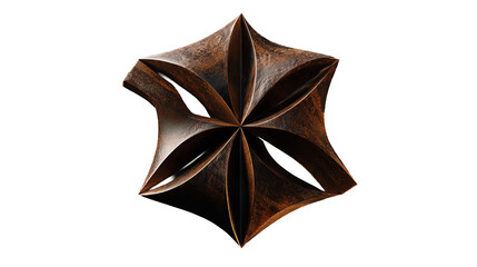 Intricate copper star sculpture evokes timeless mystery against a deep black canvas with strong