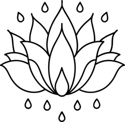 Flower Petals Turning Into Raindrops Line Art Illustration