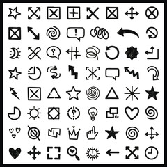 Grunge doodle vector silhouette icon set 