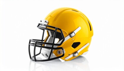 Fototapeta premium Bright Yellow American Football Helmet with Faceguard and Chin Strap