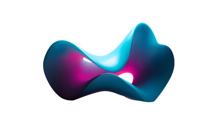 An abstract dance of light and form where magenta hues kiss fluid cyan shapes against a dark