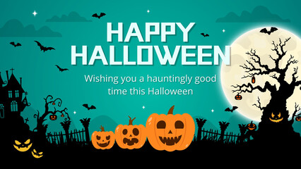 Green and Black Modern Happy Halloween Greeting 