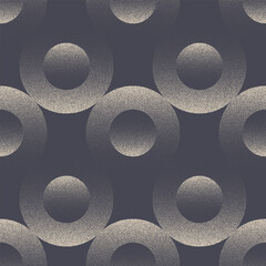 Bold circles classic grid seamless pattern grainy dots vector abstract background. Dotted halftone art illustration for luxurious textile print or home decor. Endless graphic abstraction for wallpaper