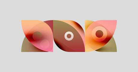 Abstract shapes overlap, creating colorful design. Soft gradients, rounded forms suggest fluidity, modern aesthetic.