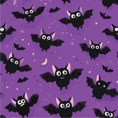 Illustration seamless pattern of Happy Halloween for wall cafe, poster, background