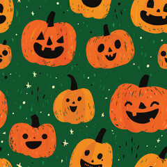 Illustration seamless pattern of Happy Halloween for wall cafe, poster, background