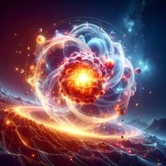 Fototapeta premium Energetic orb surrounded by vibrant ethereal elements