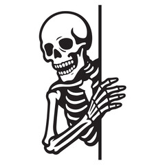 Grinning Skeleton Peek – Bold Cartoon Halloween Illustration