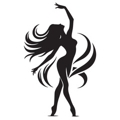 Graceful Silhouette Woman – Abstract Dance Art in Motion and Elegance