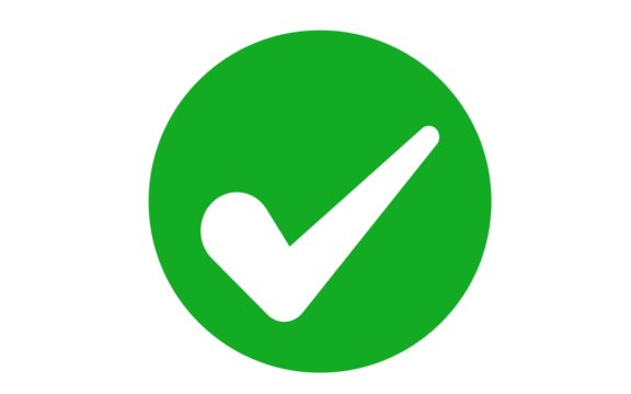 Green check mark icon vector symbol on transparent background