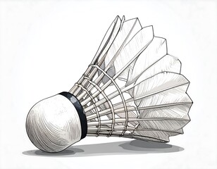 Detailed illustration of a badminton shuttlecock