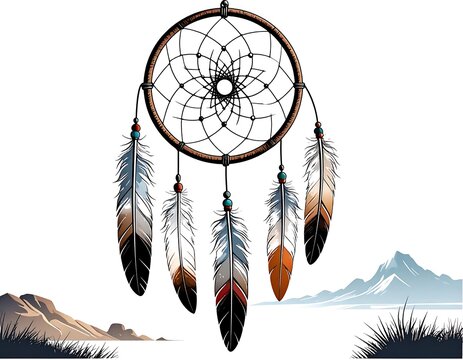 Dreamcatcher against a landscape