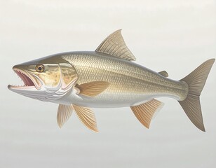 Detailed illustration of a fish, side view