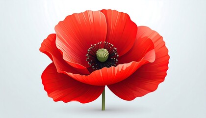 Detailed illustration of a vibrant red poppy