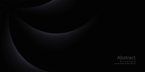 Abstract futuristic dark black background with waved design. Realistic 3d wallpaper with luxury flowing lines. Modern trendy design in Vector Illustration