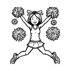 Energetic cheerleader jumps with pom-poms a celebration of school spirit and enthusiasm with