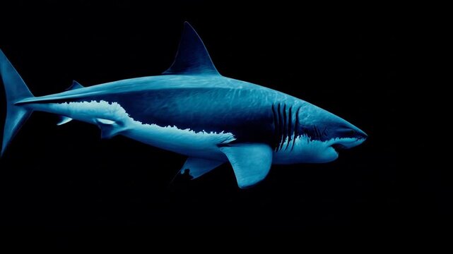 Great white shark isolated on black background ocean wildlife