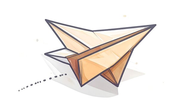 Folded paper airplane, whimsical style