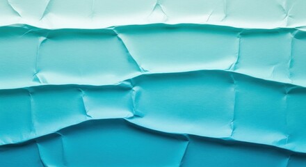 Abstract Teal Blue Gradient Crumpled Paper Texture with Gentle Folds