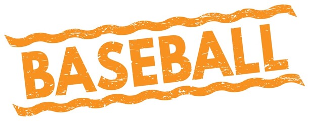 BASEBALL text on orange lines stamp sign.